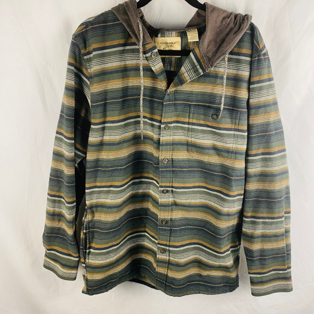 Victory Outfitters Men's Hooded Flannel Shirt Jacket Large Indie Grunge Shacket‎